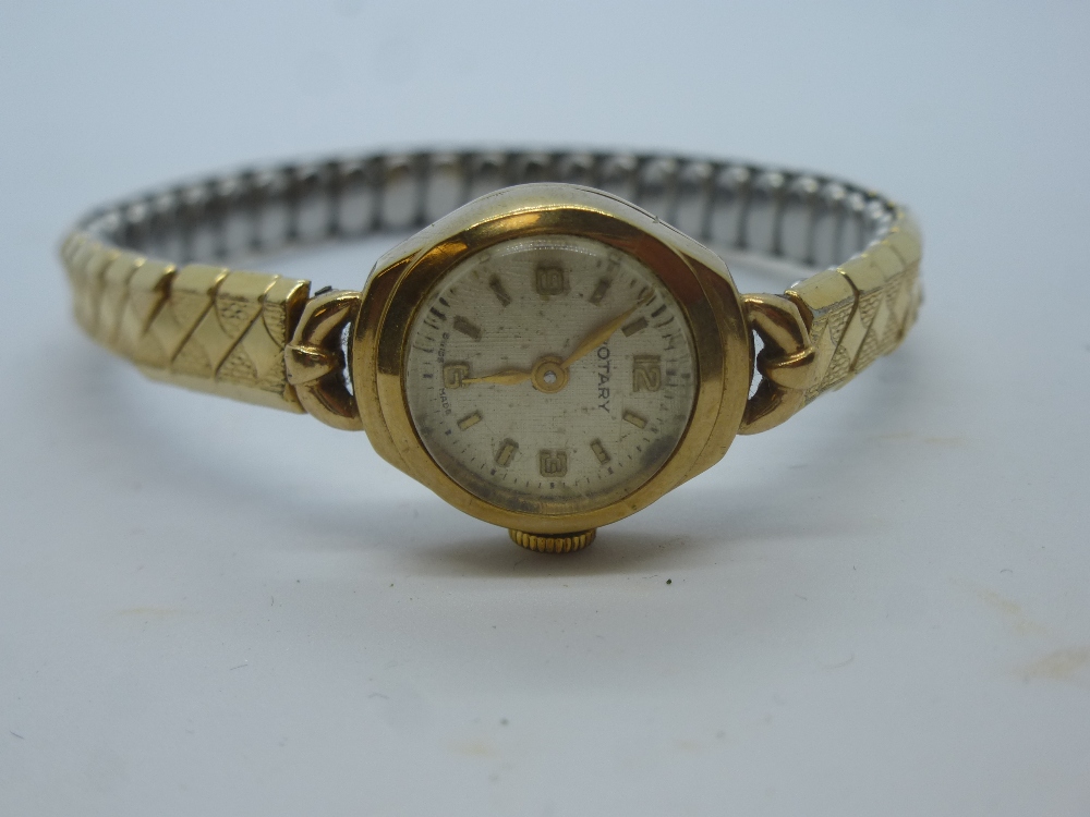 Vintage ladies Rotary wristwatch in 9ct yellow gold case, marked 375, on rolled gold adjustable - Bild 3 aus 3