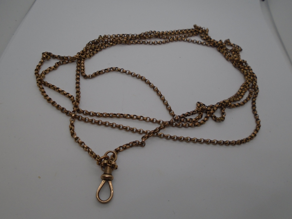 9ct yellow gold long neckchain approx 88cm, marked 9ct, weight approx 26g