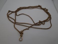 9ct yellow gold long neckchain approx 88cm, marked 9ct, weight approx 26g