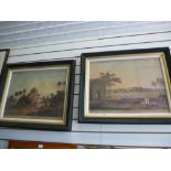 Two coloured restrikes of Indian landscapes, circa 1800, 64 x 49cms