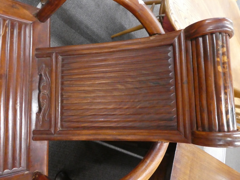 A Chinese hard wood plantation chair with pull out foot rest - Image 2 of 2