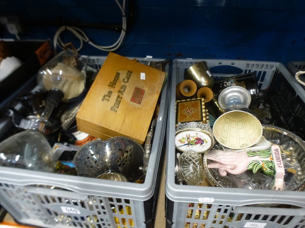 Five crates of china, glass and sundry items, to include Claret jugs, decanters, ornaments and - Image 2 of 3