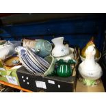 Two boxes of mixed china, to include Delft, Wedgwood and Booths, etc