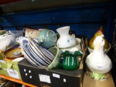 Two boxes of mixed china, to include Delft, Wedgwood and Booths, etc