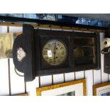 Two vintage wooden wall clocks, two AF, pictures, etc