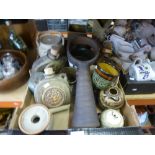A box of Studio pottery, comprising of brandy vessels, and vases, etc