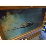 A large Spitfire print, marked Barrie A F Clark