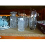 A selection of glassware, to include decanters, vases, etc