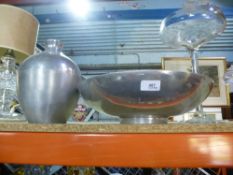 A German made aluminium bowl and an aluminium vase, by Eternalle