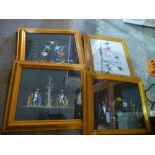 A box of framed and glazed prints depicting African art, etc