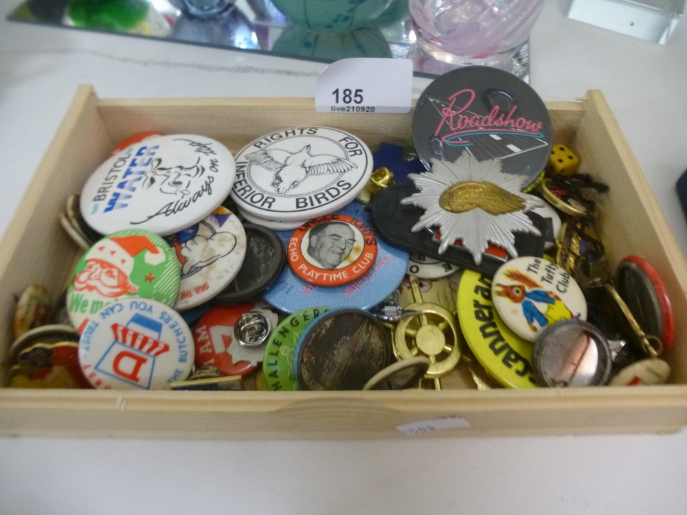 A Cigar box full of 60-70 badges