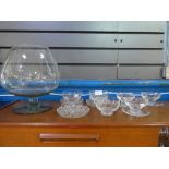 Pair of Stuart crystal sundae bowls other examples, large glass vase, etc