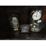 Two Schatz marriage clocks and small brass Emes mantel clock