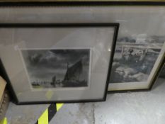 A quantity of frame and glazed prints to include 'The passage boat by cuyp'