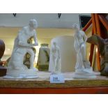 Three small carved marble statues, AF