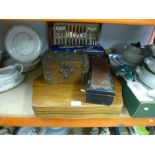 A boxed canteen of cutlery and various boxed cutlery, etc