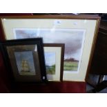 Small column furnishing prints including pencil signed Dennis Horley