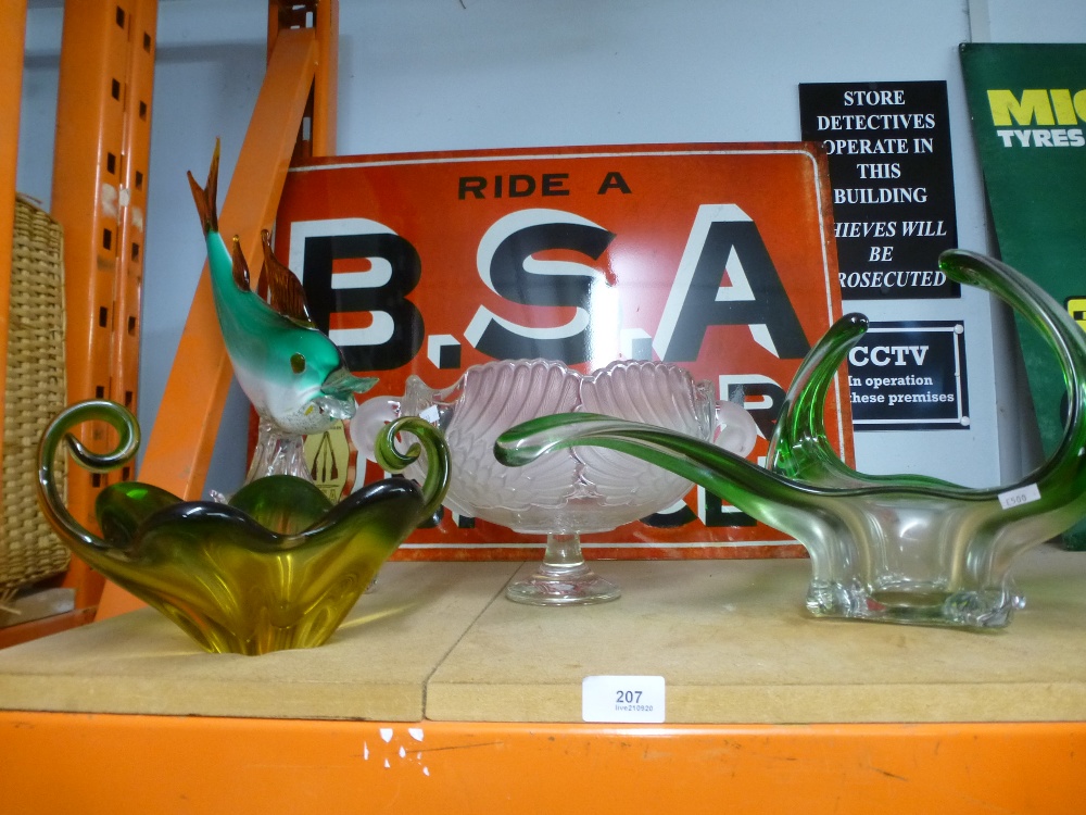 Four pieces of various styles of Studio glass