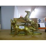 Two heavy brass figures comprising of a fox and a rearing horse