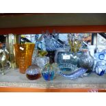 A selection of glass ornaments, vases, paperweights, etc