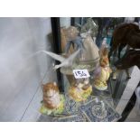 Three Beatrix Potter china ornaments, Lladro figure of a girl and a goose, Beswick horse AF, etc