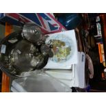 A quantity of silver plate items and collectors plates
