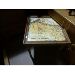 Square pine framed coffee table, inset with a map of Canada