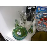 A selection of Studio glassware to include seahorse paperweights