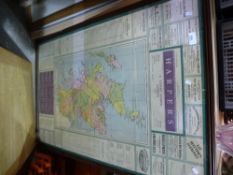 A large framed and glazed advertising map, art folio case, etc