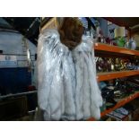 English made white and grey fur coat and vintage hat, made by national fur company