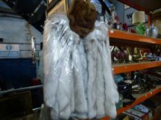 English made white and grey fur coat and vintage hat, made by national fur company