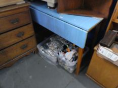 Retro blue Formica drop flap kitchen table