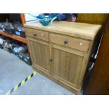 Pine small sideboard with 2 drawers above 2 doors
