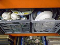 Two crates of china dinner and teaware to include Doulton