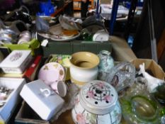 A whole shelf of sundry items to include Wedgwood, Royal Worcester, Royal Doulton, glassware,