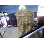 Large wicker lidded laundry basket