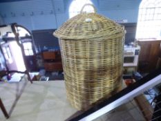 Large wicker lidded laundry basket