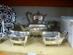 Hardwood handle silver plate tea, coffee pot, milk jug, etc, 1920 - 1930
