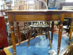 Two mahogany sidetables, each with a drawer on turned supports