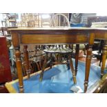 Two mahogany sidetables, each with a drawer on turned supports