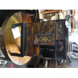 Oriental table top cabinet with inlaid and laquered decoration AF