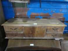 Mahogany folding triple mirror and dressing table chest