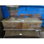 Mahogany folding triple mirror and dressing table chest