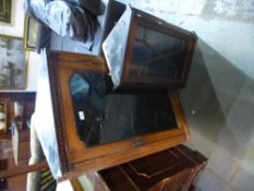 Two glazed door hanging corner cupboards