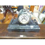 Slate and marble cased mantel clock