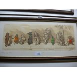 Four pencil signed framed and glazed prints of comical glazed dogs