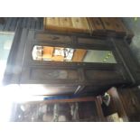 Vintage oak wardrobe with central mirrored door above base drawer