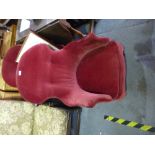 Pair of red velvet button back bedroom chairs