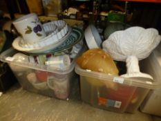 Four boxes of glass and china items to include Royal Worcester, Aynsley, Booths, and a boxed Soup
