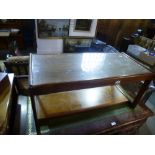 Mid century teak rectangular coffee table, with glass top and undertier